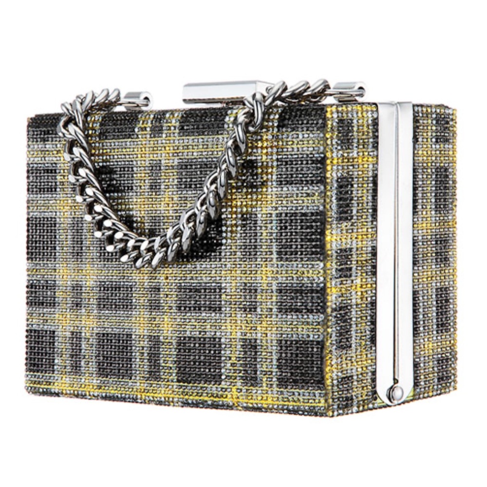 CRYSTALS EMBELLISHED BOX CLUTCH NWT